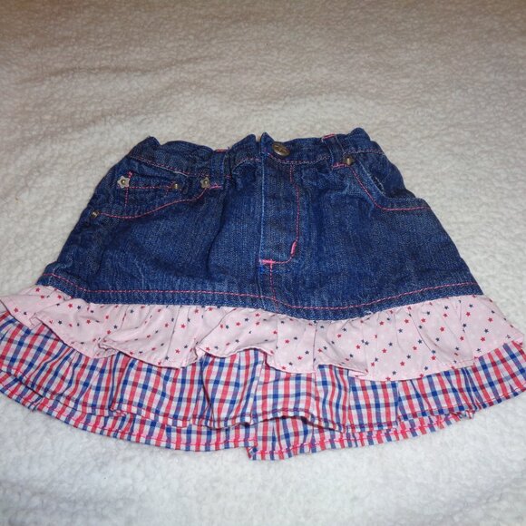 4th Of July Baby Girls Denim Skirt Skort Size 24 M - Picture 2 of 6